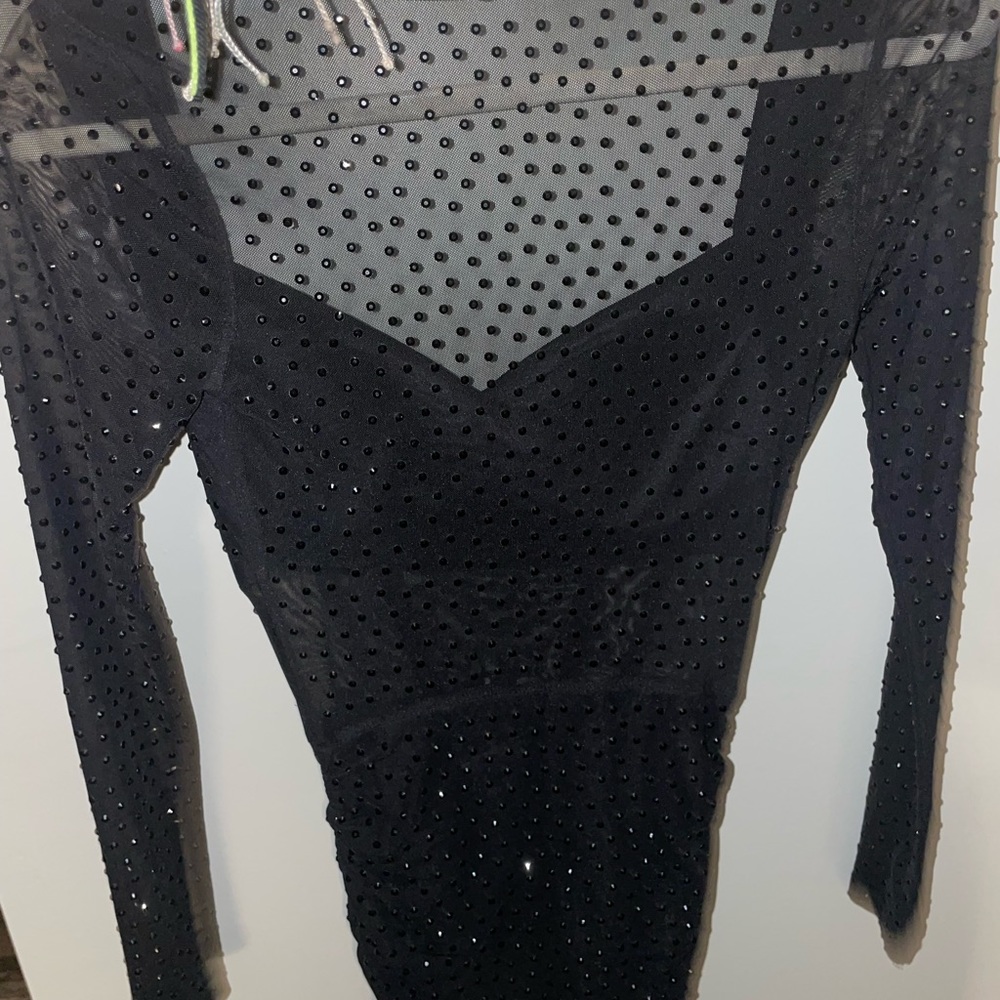 Black beaded hoco-prom dress with mesh worn once super cute!!